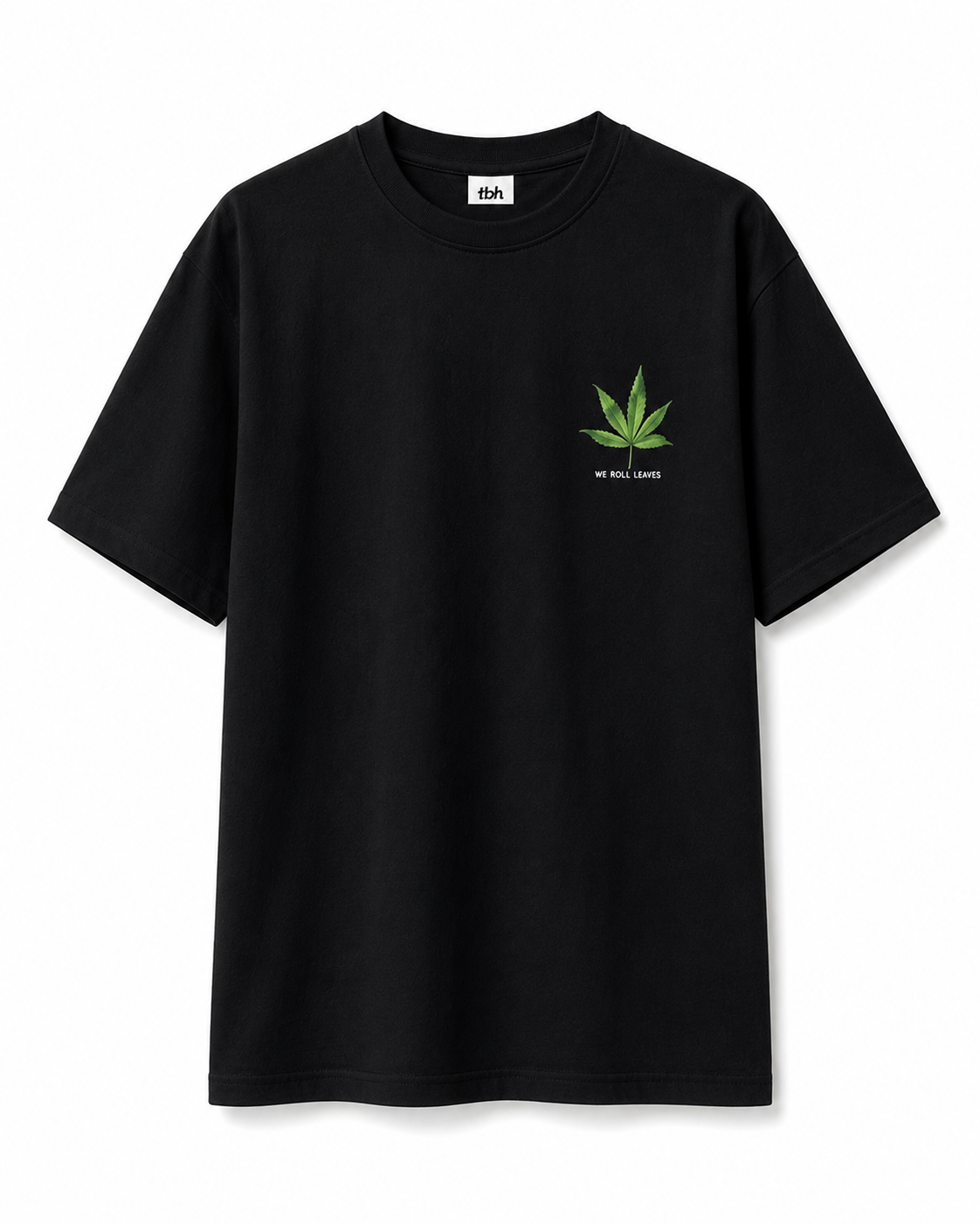 We Roll Leaves tee - detail shot